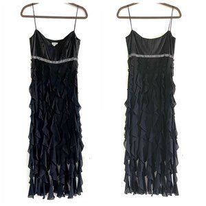 Vintage Louis Feraud Black Silk Crystal Embellished Cocktail Dress